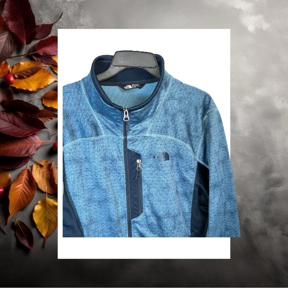 The North Face Blue & Navy w Geometric Shapes Zip Lightweight Jacket Men XL - Picture 3 of 6